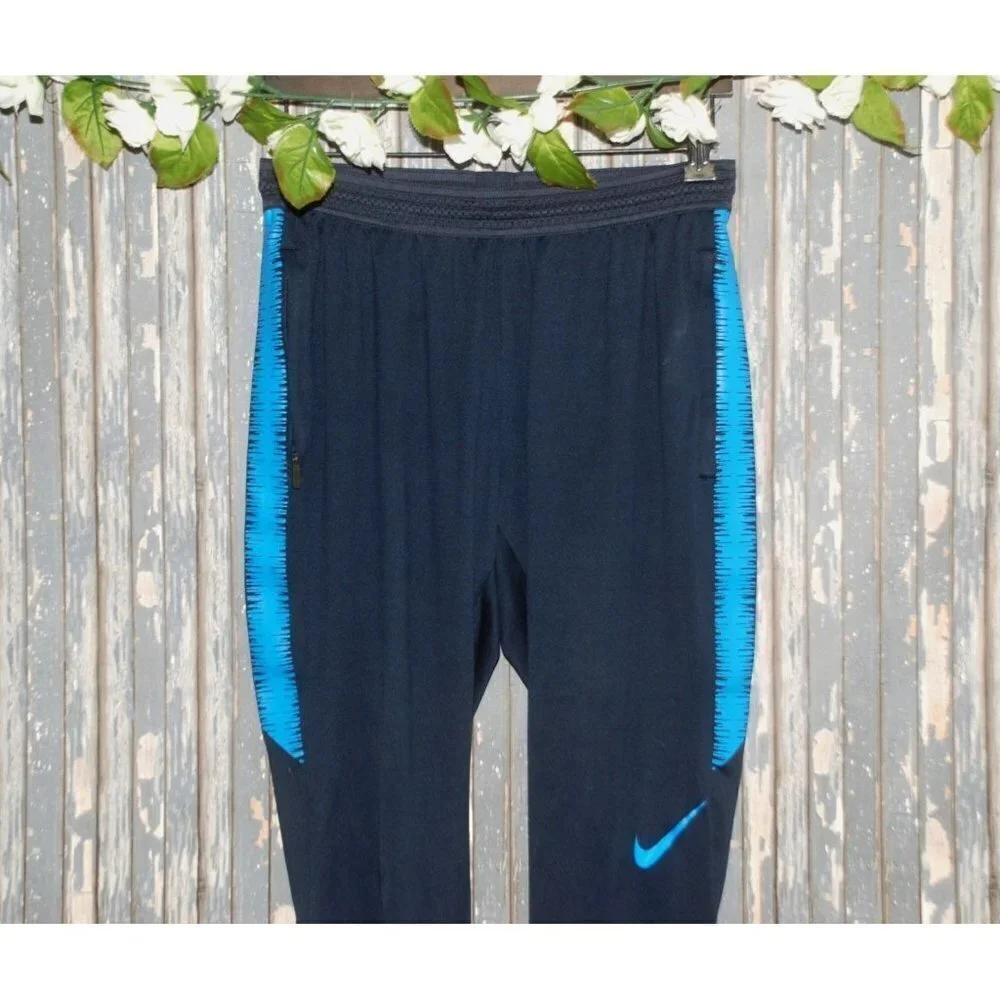 Nike Dri-Fit Ladies Blue Leggings Size S Stretch Zipper Pockets Activewear Gym